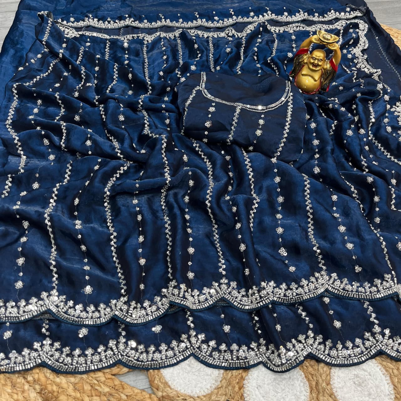 Soft Shiny Pixel Crushed Space Silk Saree