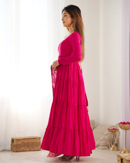 🌸 Elegant Romansilk Chanderi Anarkali Set 🌸