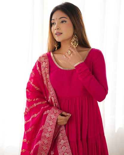 🌸 Elegant Romansilk Chanderi Anarkali Set 🌸