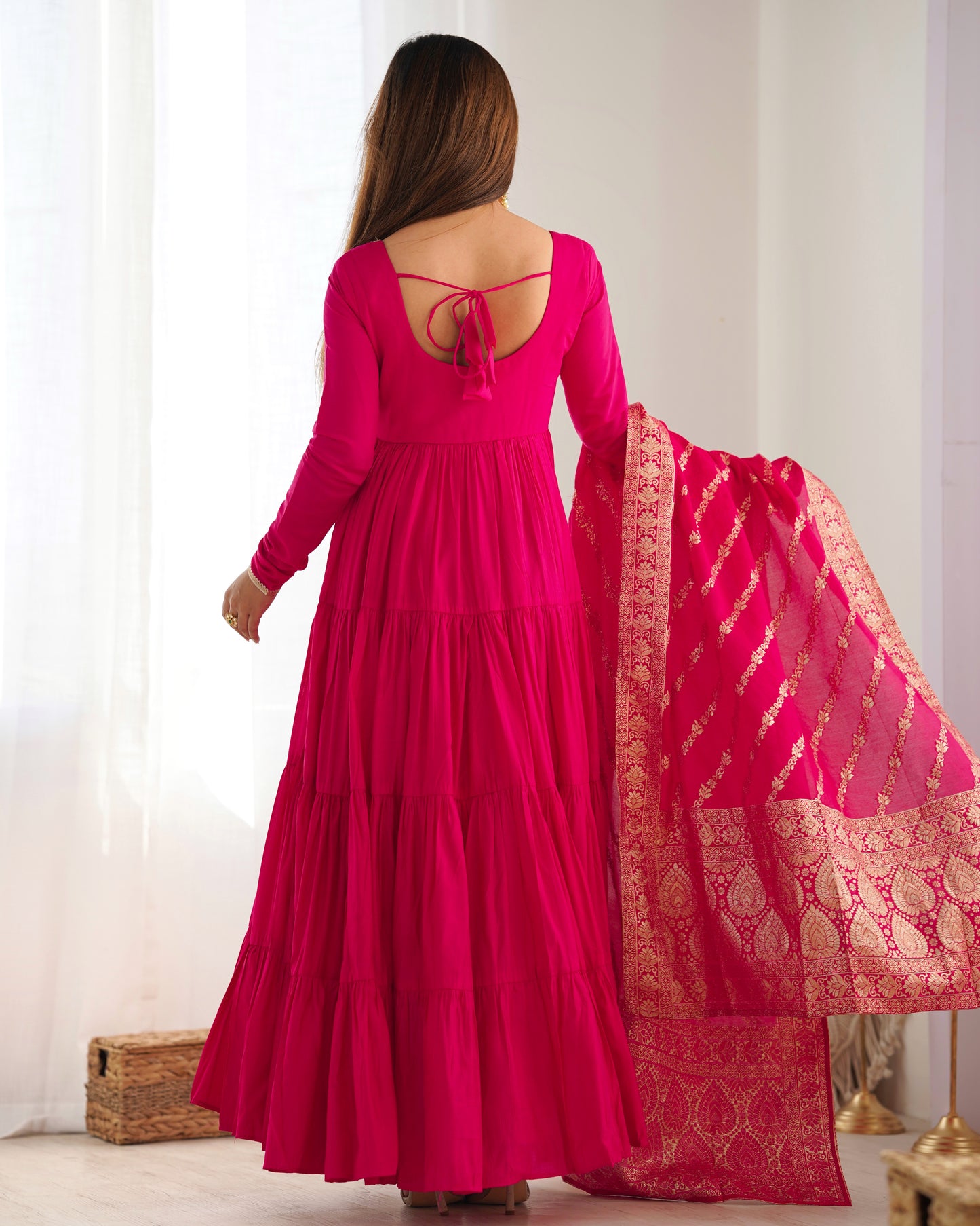 🌸 Elegant Romansilk Chanderi Anarkali Set 🌸