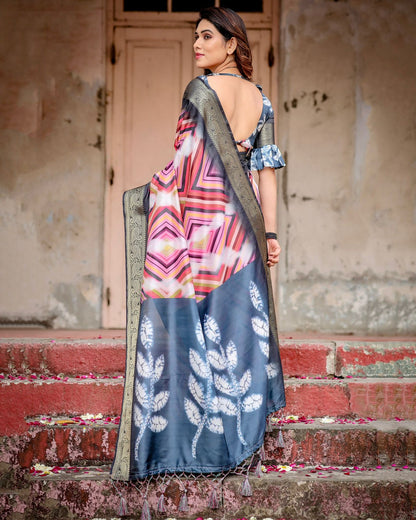🖤✨ Elegant Striped Tussar Silk Saree