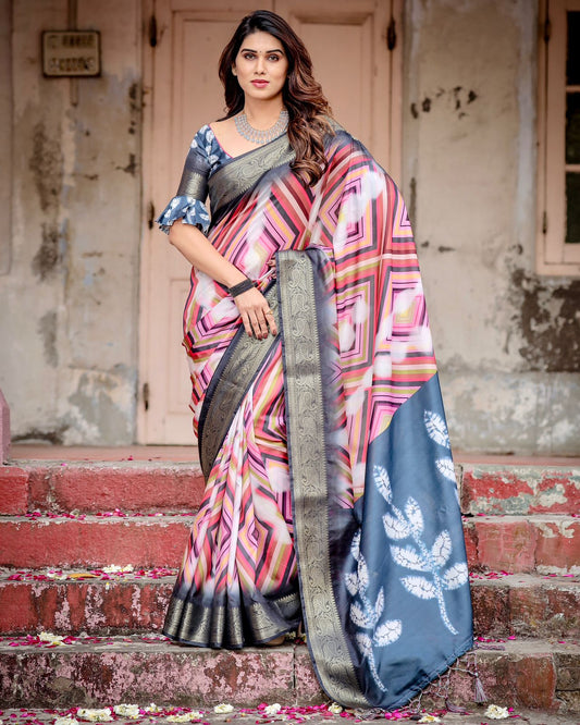 🖤✨ Elegant Striped Tussar Silk Saree