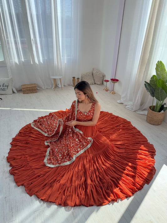 *PURE SOFT FOX GEORGETTE  FABRIC FULLY FLAIR ANARKALI,WITH DUPPTA SET,PENT READY TO WEAR*