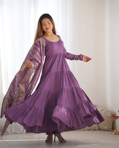 🌸 Elegant Romansilk Chanderi Anarkali Set 🌸