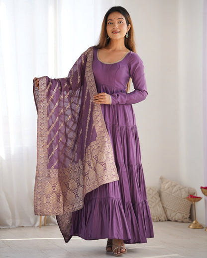 🌸 Elegant Romansilk Chanderi Anarkali Set 🌸