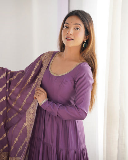 🌸 Elegant Romansilk Chanderi Anarkali Set 🌸