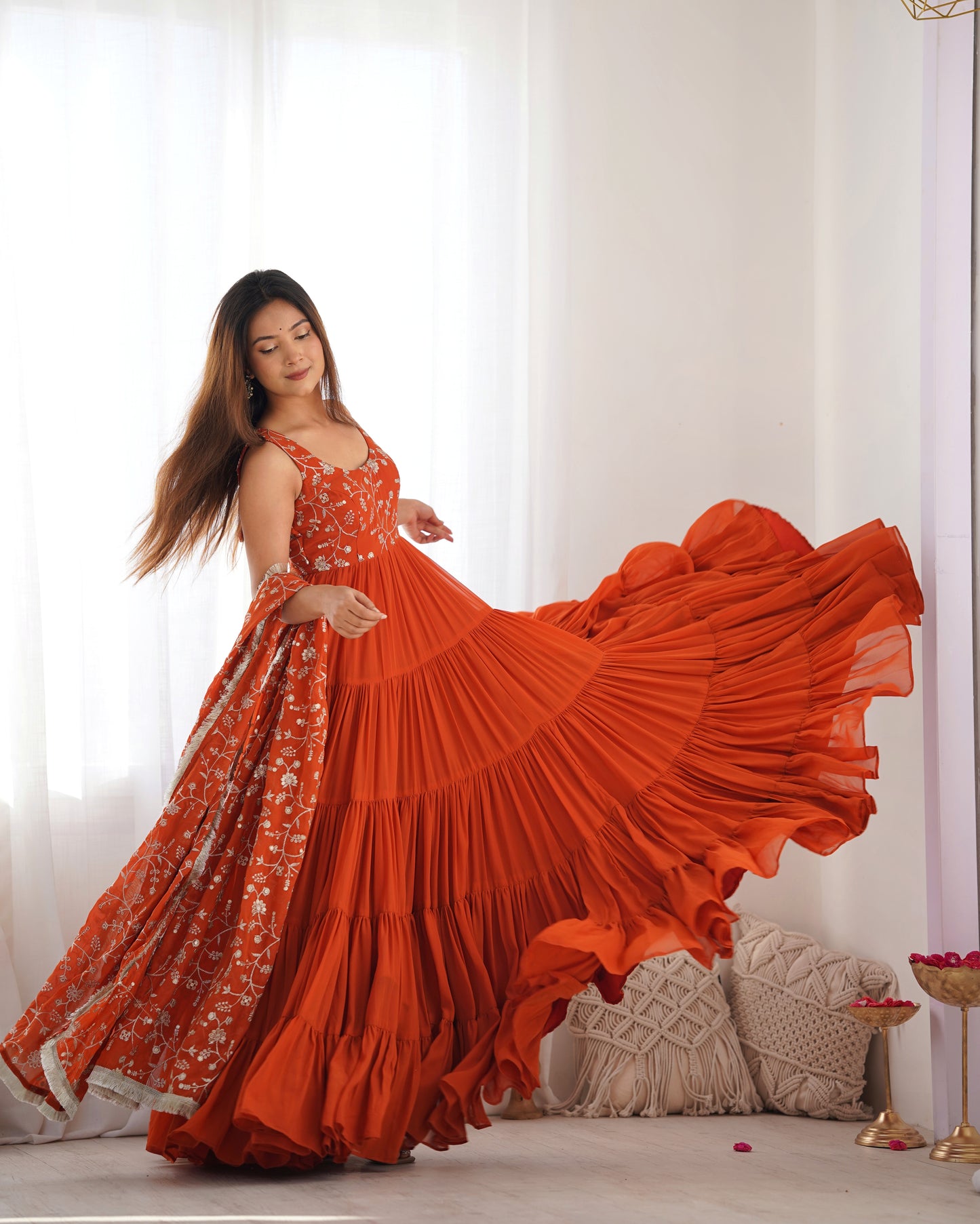 *PURE SOFT FOX GEORGETTE  FABRIC FULLY FLAIR ANARKALI,WITH DUPPTA SET,PENT READY TO WEAR*