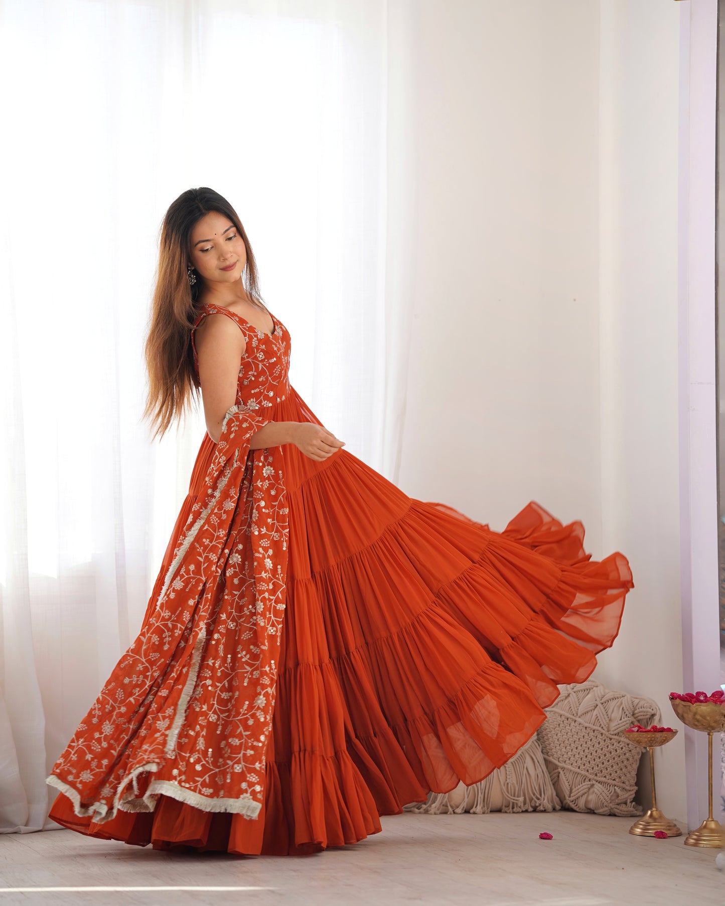 *PURE SOFT FOX GEORGETTE  FABRIC FULLY FLAIR ANARKALI,WITH DUPPTA SET,PENT READY TO WEAR*