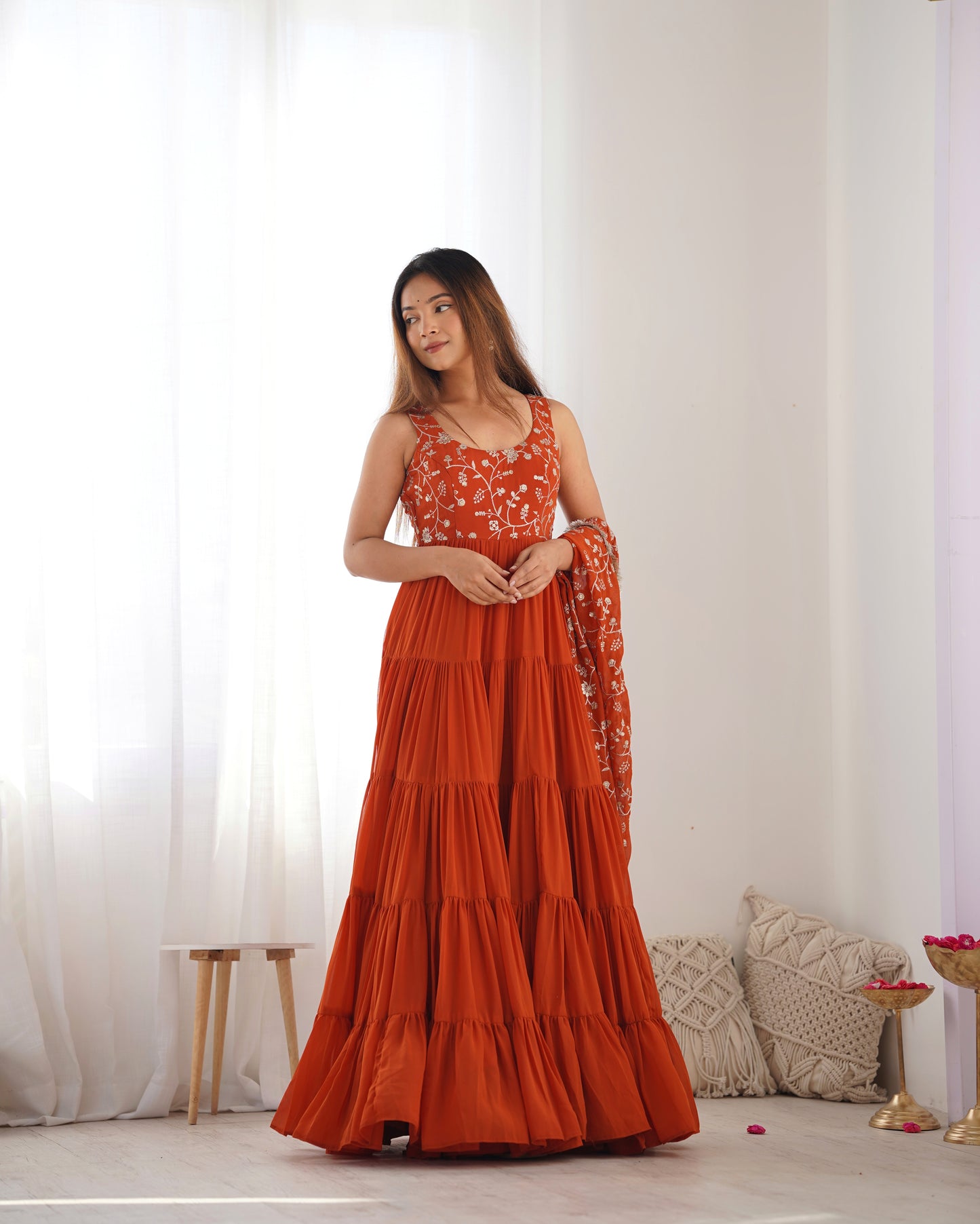 *PURE SOFT FOX GEORGETTE  FABRIC FULLY FLAIR ANARKALI,WITH DUPPTA SET,PENT READY TO WEAR*