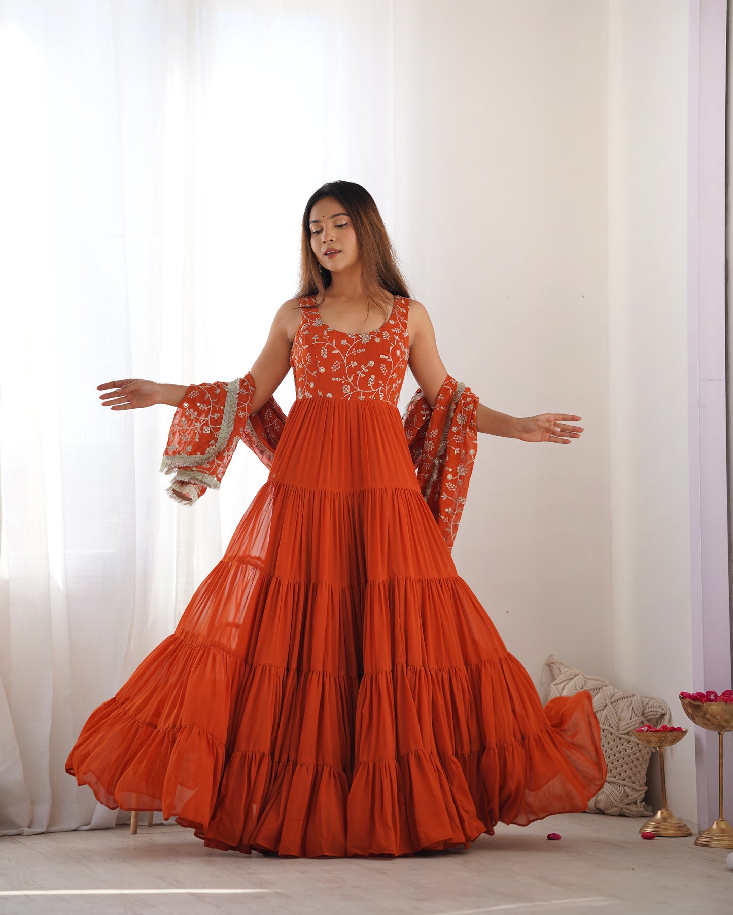 *PURE SOFT FOX GEORGETTE  FABRIC FULLY FLAIR ANARKALI,WITH DUPPTA SET,PENT READY TO WEAR*