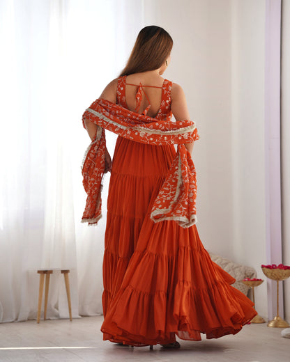 *PURE SOFT FOX GEORGETTE  FABRIC FULLY FLAIR ANARKALI,WITH DUPPTA SET,PENT READY TO WEAR*