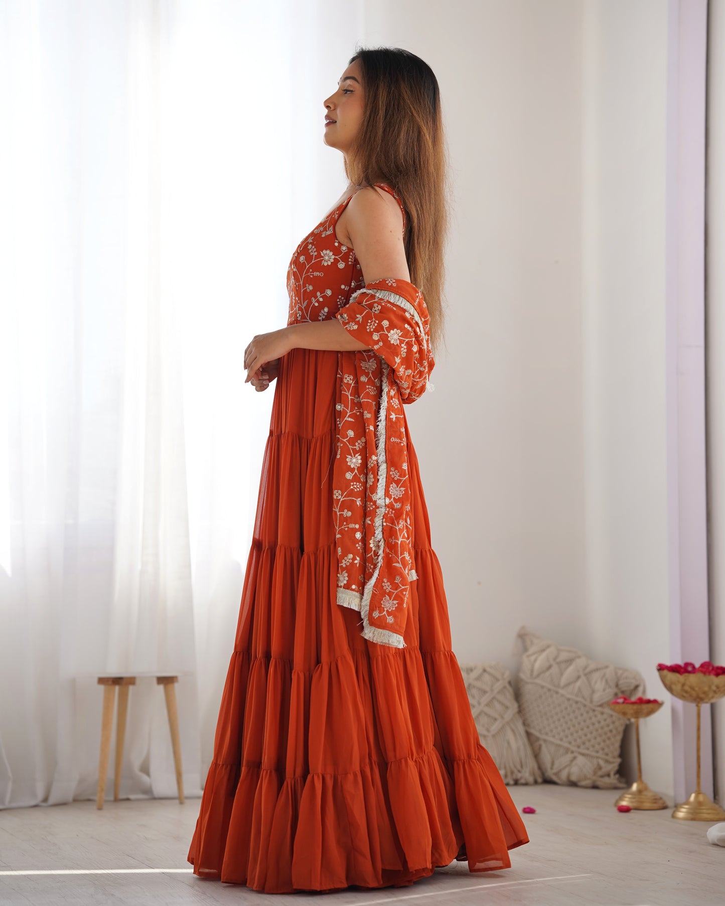 *PURE SOFT FOX GEORGETTE  FABRIC FULLY FLAIR ANARKALI,WITH DUPPTA SET,PENT READY TO WEAR*