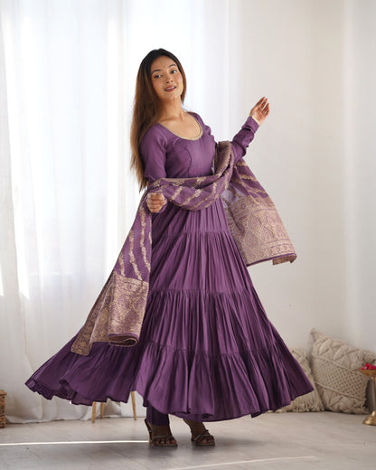 🌸 Elegant Romansilk Chanderi Anarkali Set 🌸