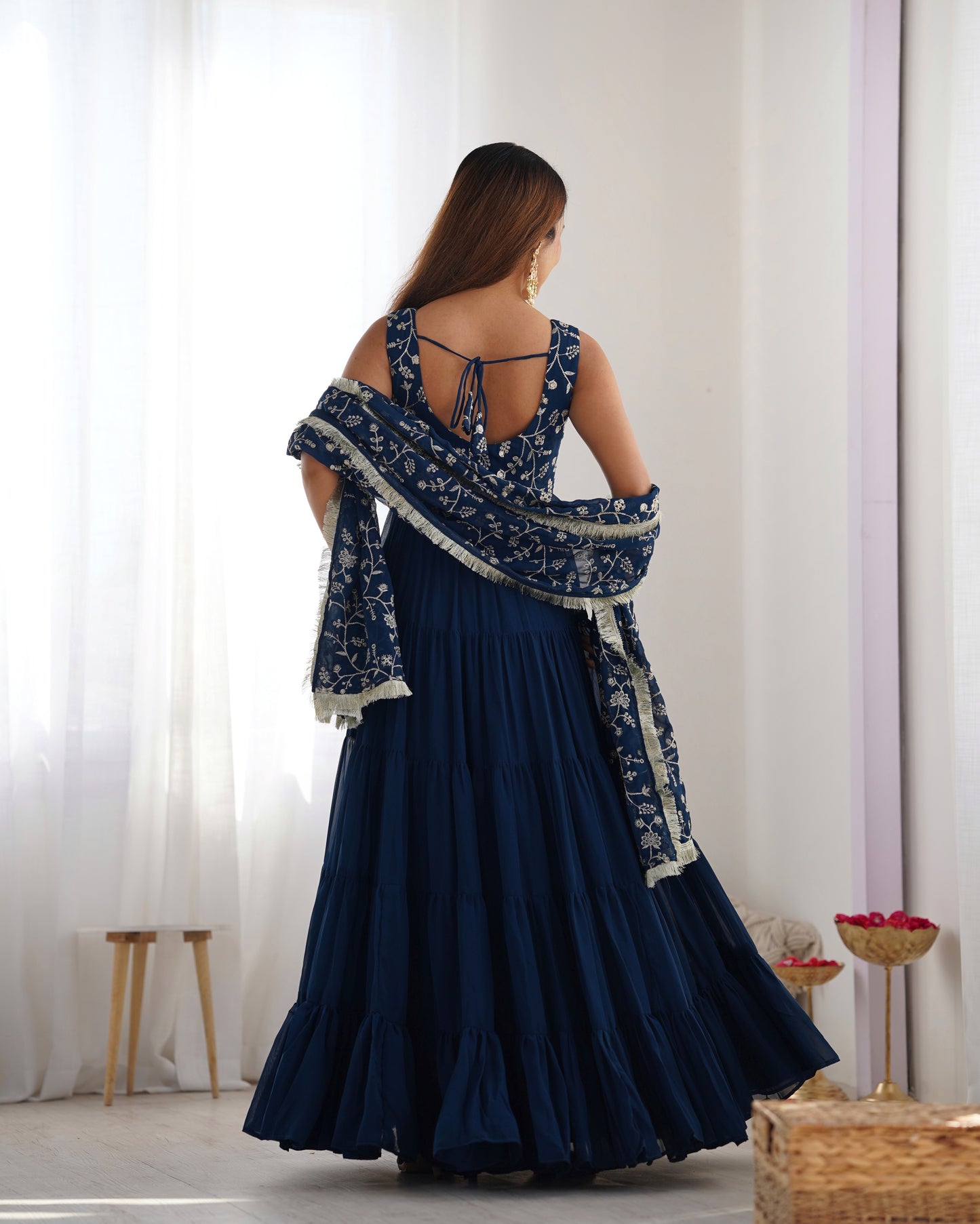 *PURE SOFT FOX GEORGETTE  FABRIC FULLY FLAIR ANARKALI,WITH DUPPTA SET,PENT READY TO WEAR*