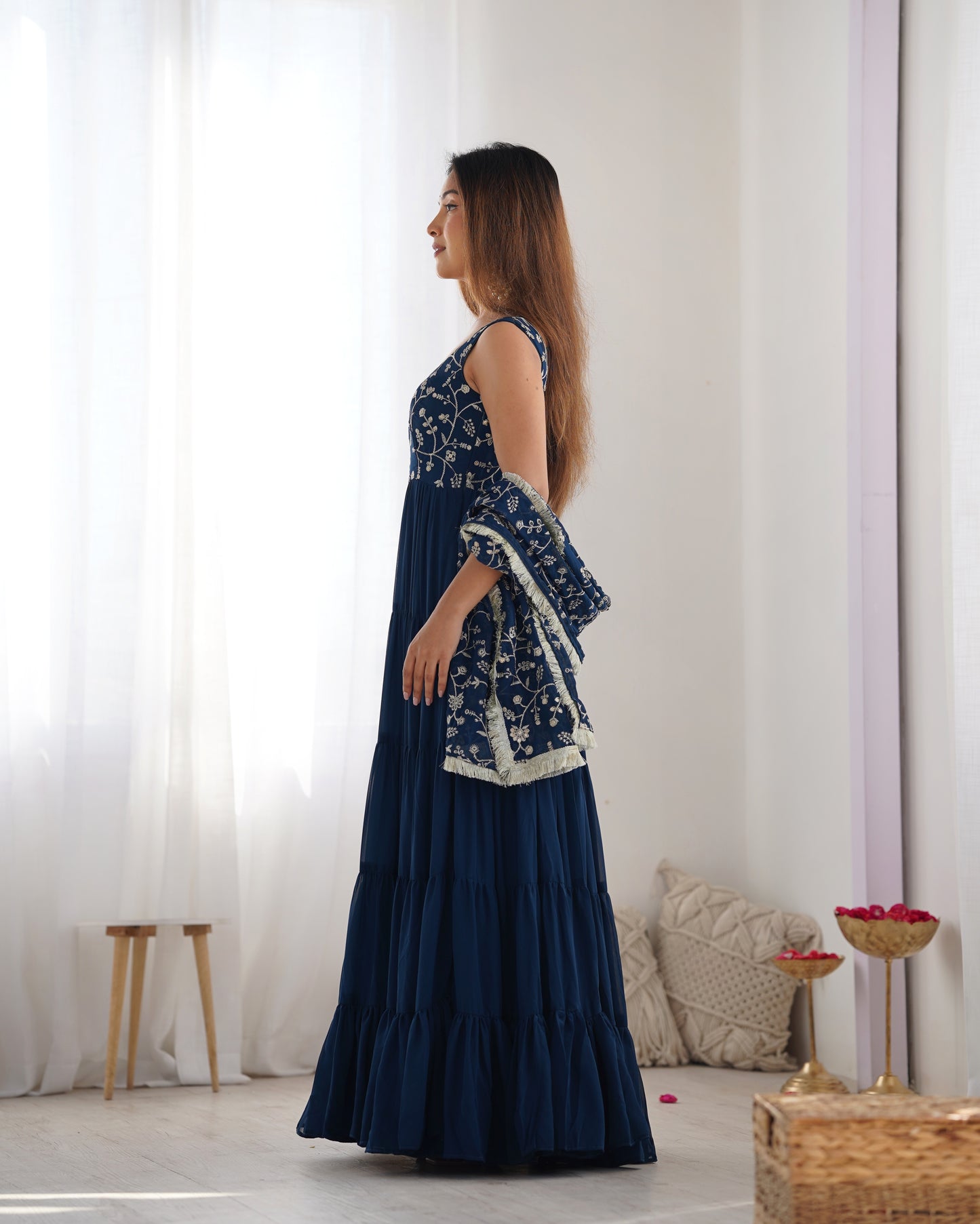 *PURE SOFT FOX GEORGETTE  FABRIC FULLY FLAIR ANARKALI,WITH DUPPTA SET,PENT READY TO WEAR*