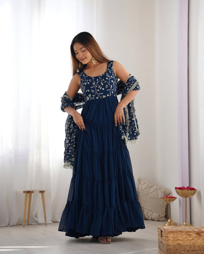 *PURE SOFT FOX GEORGETTE  FABRIC FULLY FLAIR ANARKALI,WITH DUPPTA SET,PENT READY TO WEAR*