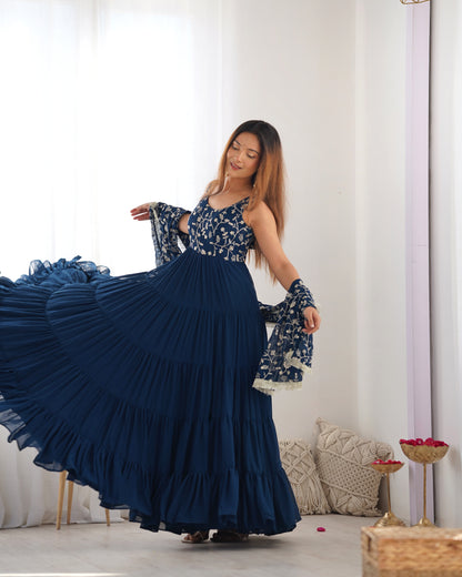 *PURE SOFT FOX GEORGETTE  FABRIC FULLY FLAIR ANARKALI,WITH DUPPTA SET,PENT READY TO WEAR*