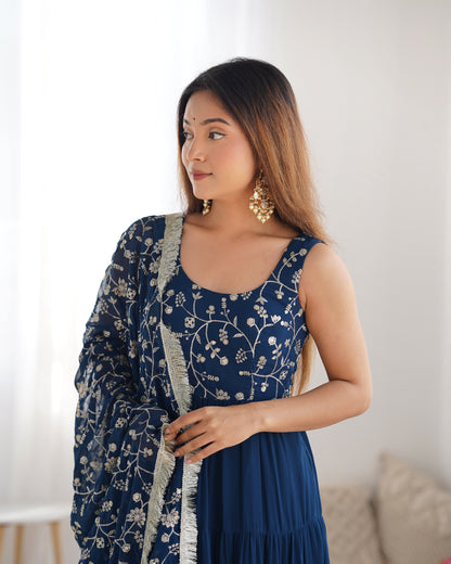 *PURE SOFT FOX GEORGETTE  FABRIC FULLY FLAIR ANARKALI,WITH DUPPTA SET,PENT READY TO WEAR*