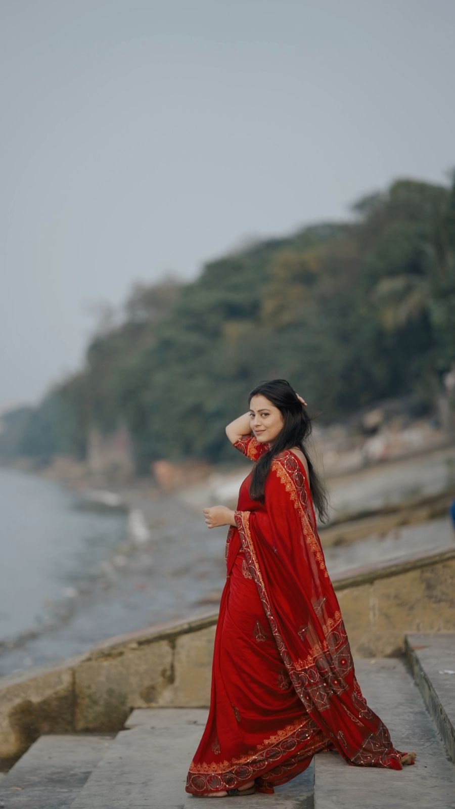 New single color edition ajrakh hand work saree