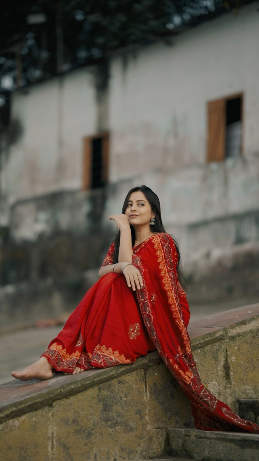New single color edition ajrakh hand work saree