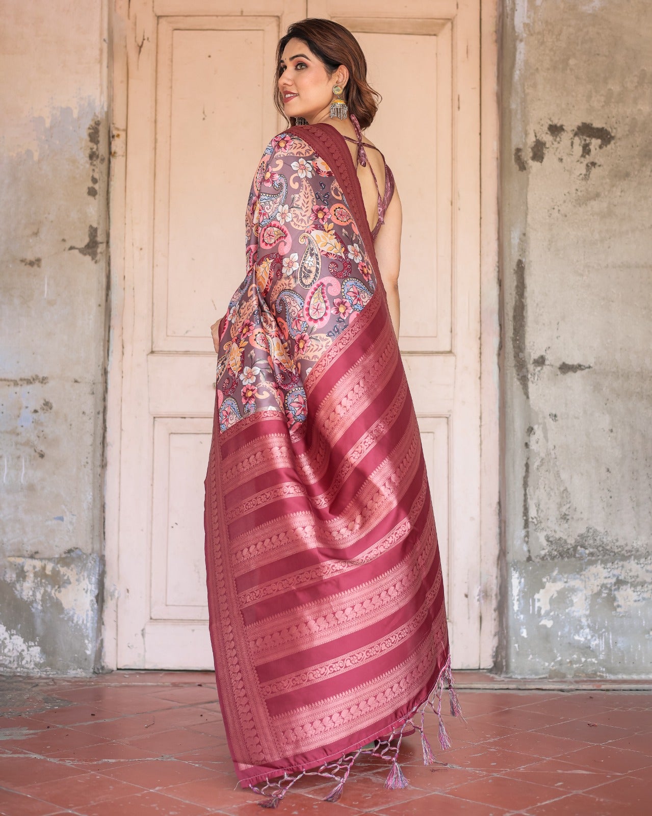 🌺 EXQUISITE BANARASI DIGITAL PRINTED SILK SAREE! 🌺