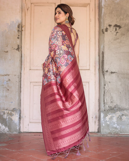 🌺 EXQUISITE BANARASI DIGITAL PRINTED SILK SAREE! 🌺