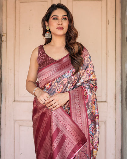 🌺 EXQUISITE BANARASI DIGITAL PRINTED SILK SAREE! 🌺