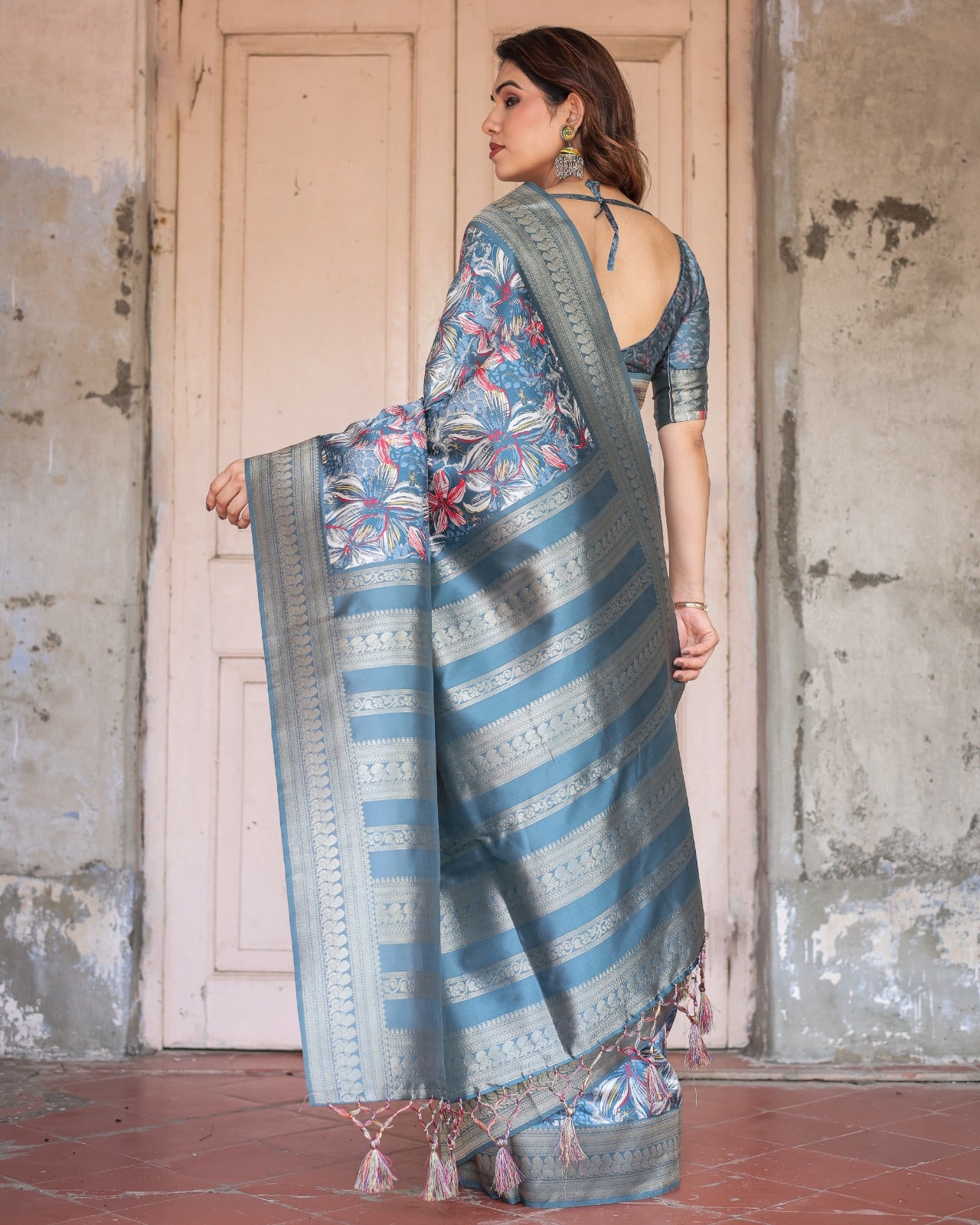 💙 GRACEFUL BANARASI DIGITAL PRINTED SILK SAREE! 💙