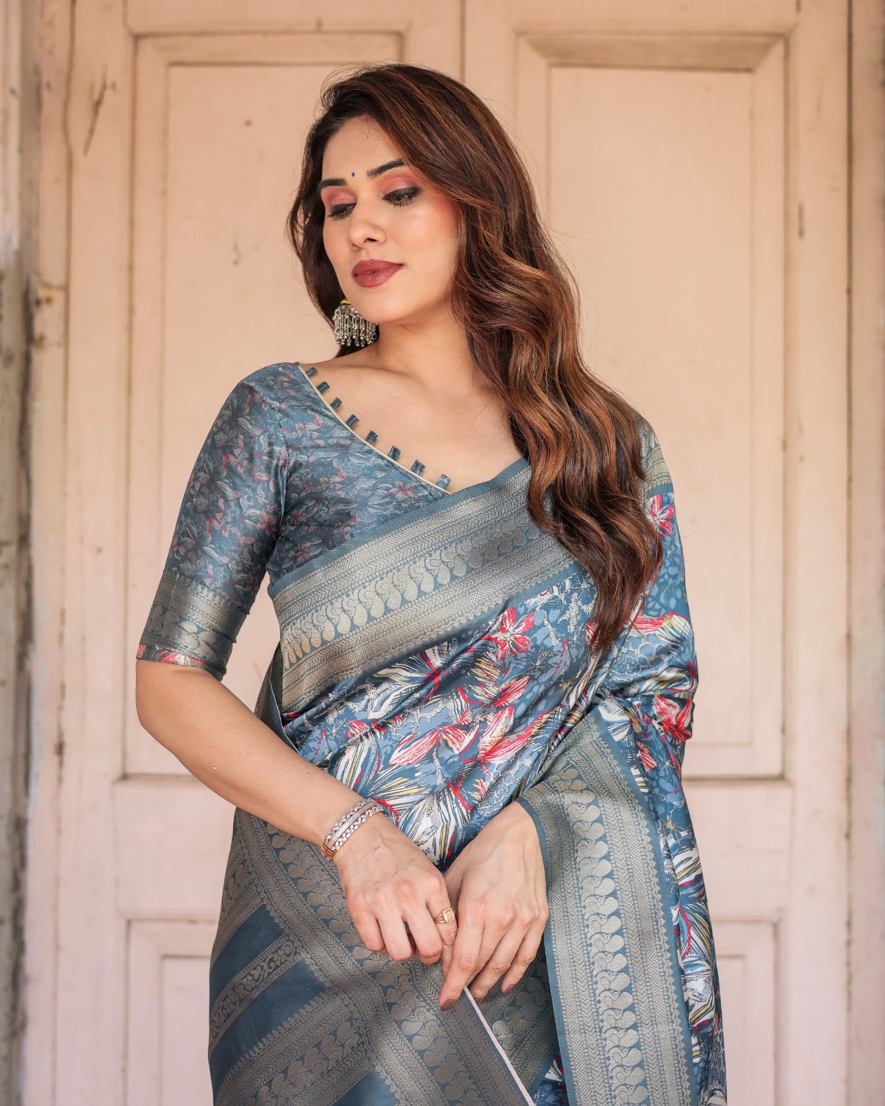 💙 GRACEFUL BANARASI DIGITAL PRINTED SILK SAREE! 💙