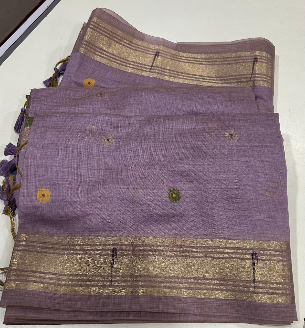Premium soft Muga Cotton saree with classic floral