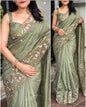 Cut Work Visca Slub Silk Saree