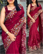 Cut Work Visca Slub Silk Saree