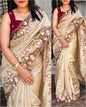 Cut Work Visca Slub Silk Saree