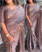 Cut Work Visca Slub Silk Saree
