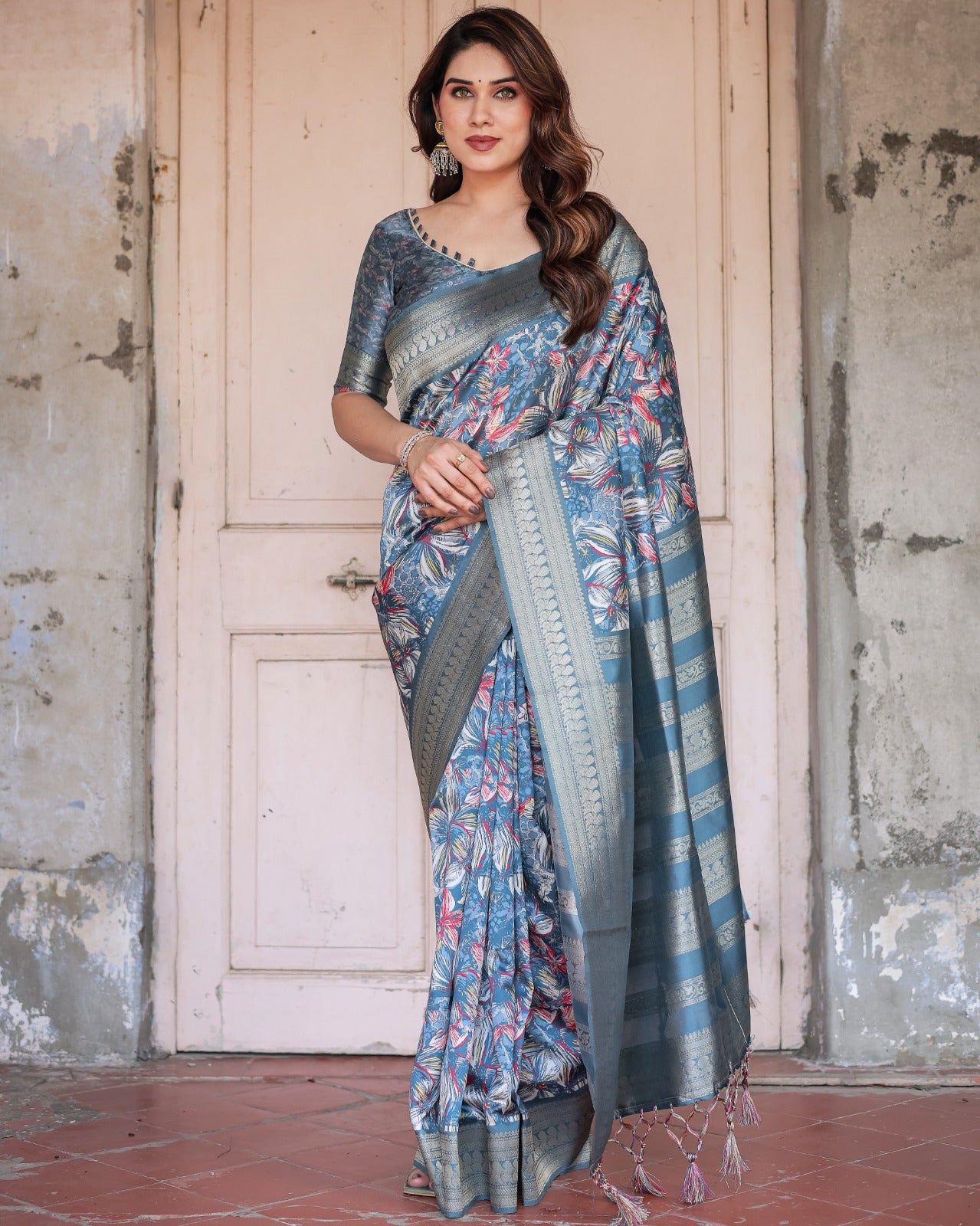 💙 GRACEFUL BANARASI DIGITAL PRINTED SILK SAREE! 💙