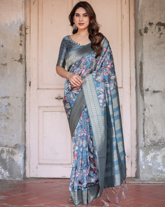 💙 GRACEFUL BANARASI DIGITAL PRINTED SILK SAREE! 💙