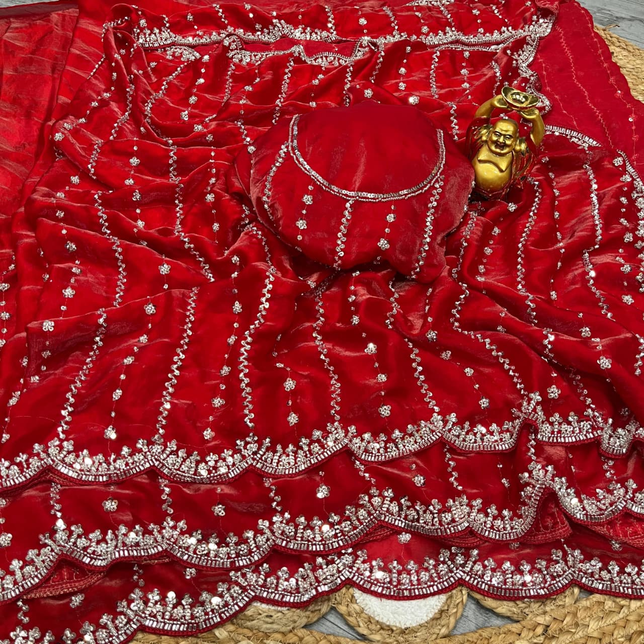 Soft Shiny Pixel Crushed Space Silk  Saree