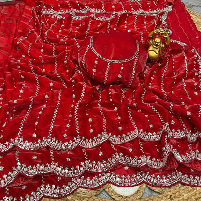 Soft Shiny Pixel Crushed Space Silk  Saree
