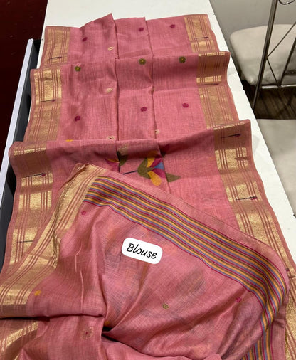 Premium soft Muga Cotton saree with classic floral