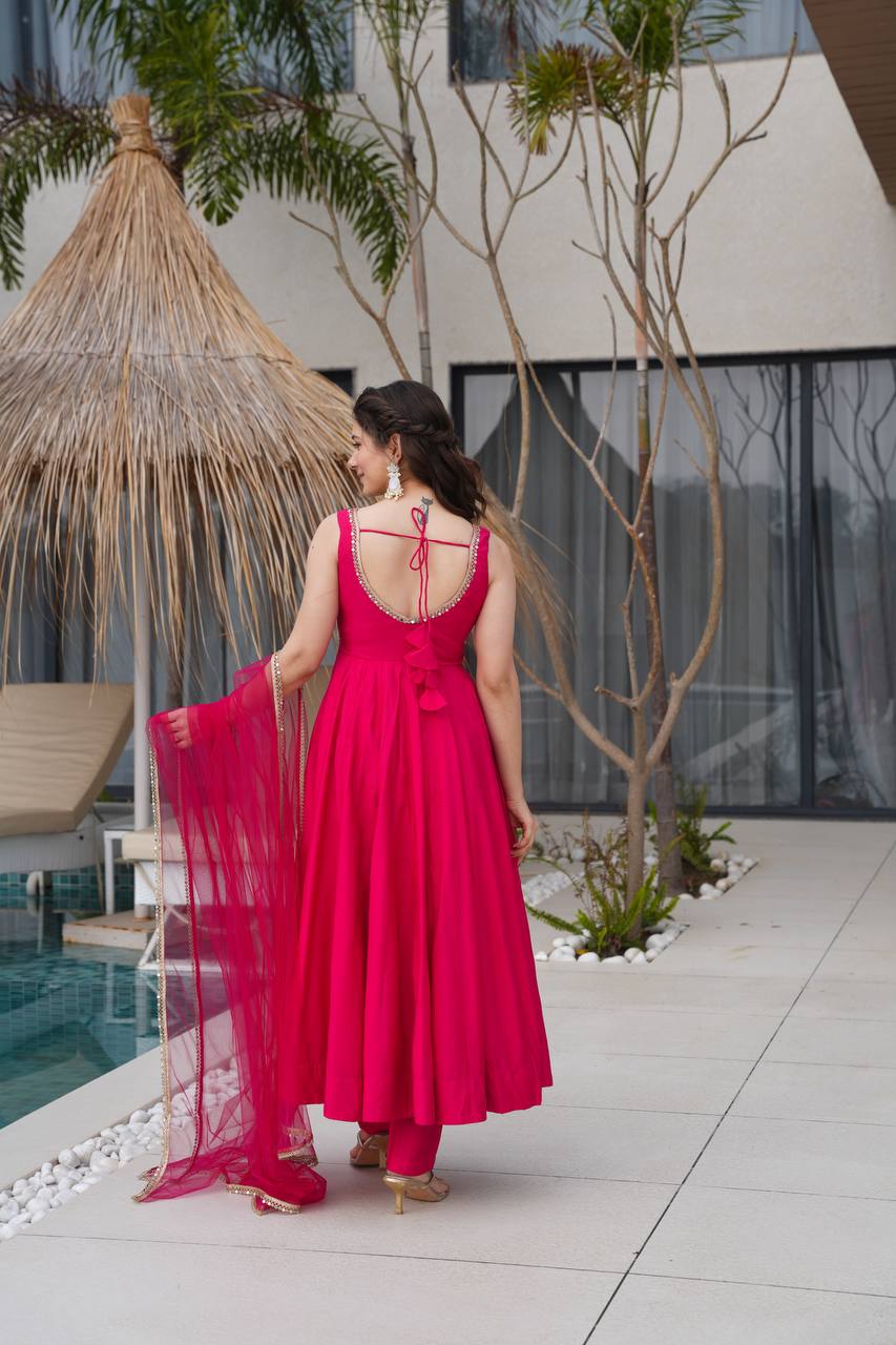 ✨ PREMIUM PURE ROMANSILK CHANDERI ANARKALI SET ✨