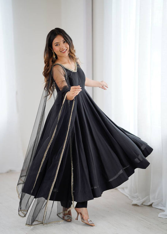 ✨ PREMIUM PURE ROMANSILK CHANDERI ANARKALI SET ✨