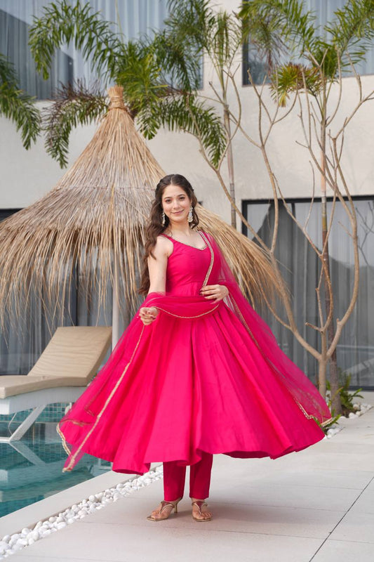 ✨ PREMIUM PURE ROMANSILK CHANDERI ANARKALI SET ✨