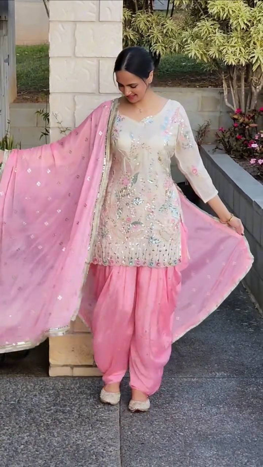 *DESIGNER WEAR EMBROIDERED TOP WITHSALWAAR PAIR💝
