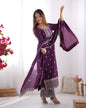 NEW BEAUTIFUL PURE CHINON SILK FABRIC STRAIGHT FIT KURTA WITH DUPPTA SET,TROUSERS,READY TO WEAR*