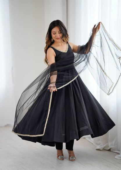 ✨ PREMIUM PURE ROMANSILK CHANDERI ANARKALI SET ✨