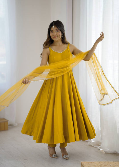 ✨ PREMIUM PURE ROMANSILK CHANDERI ANARKALI SET ✨