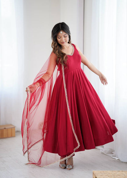 ✨ PREMIUM PURE ROMANSILK CHANDERI ANARKALI SET ✨