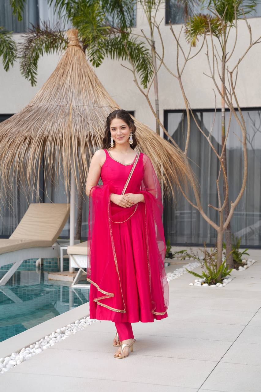 ✨ PREMIUM PURE ROMANSILK CHANDERI ANARKALI SET ✨