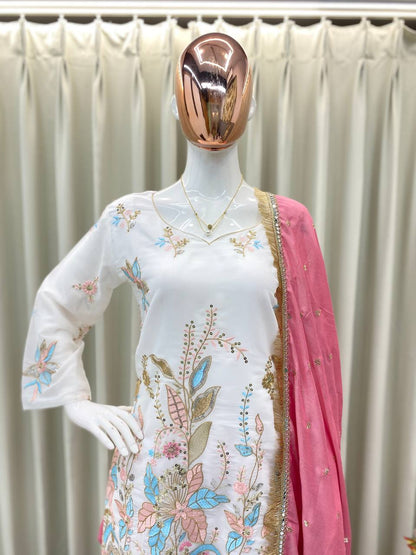 *DESIGNER WEAR EMBROIDERED TOP WITHSALWAAR PAIR💝
