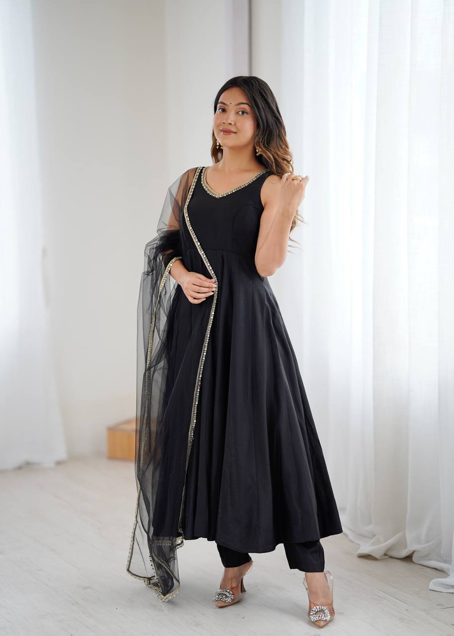 ✨ PREMIUM PURE ROMANSILK CHANDERI ANARKALI SET ✨